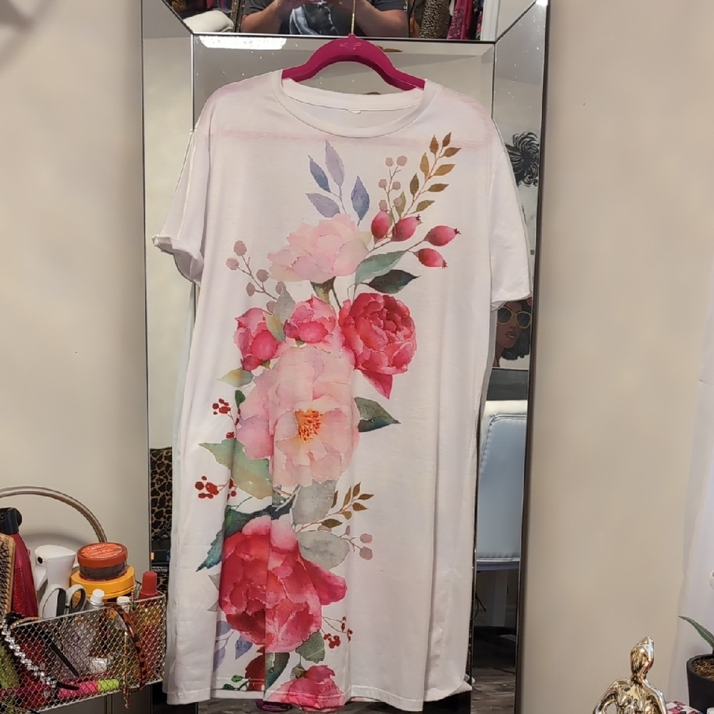 Floral Print White Dress